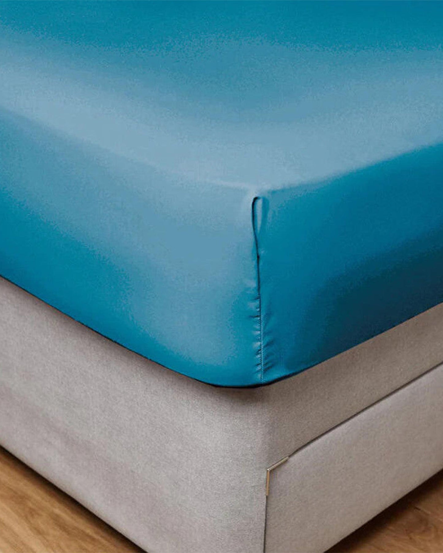 Cotton Home Fitted Sheet Set 3Pc Satin 300TC Turquoise