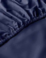 Cotton Home 100% Cotton Satin 300TC 3-piece Fitted Sheet Navy Blue
