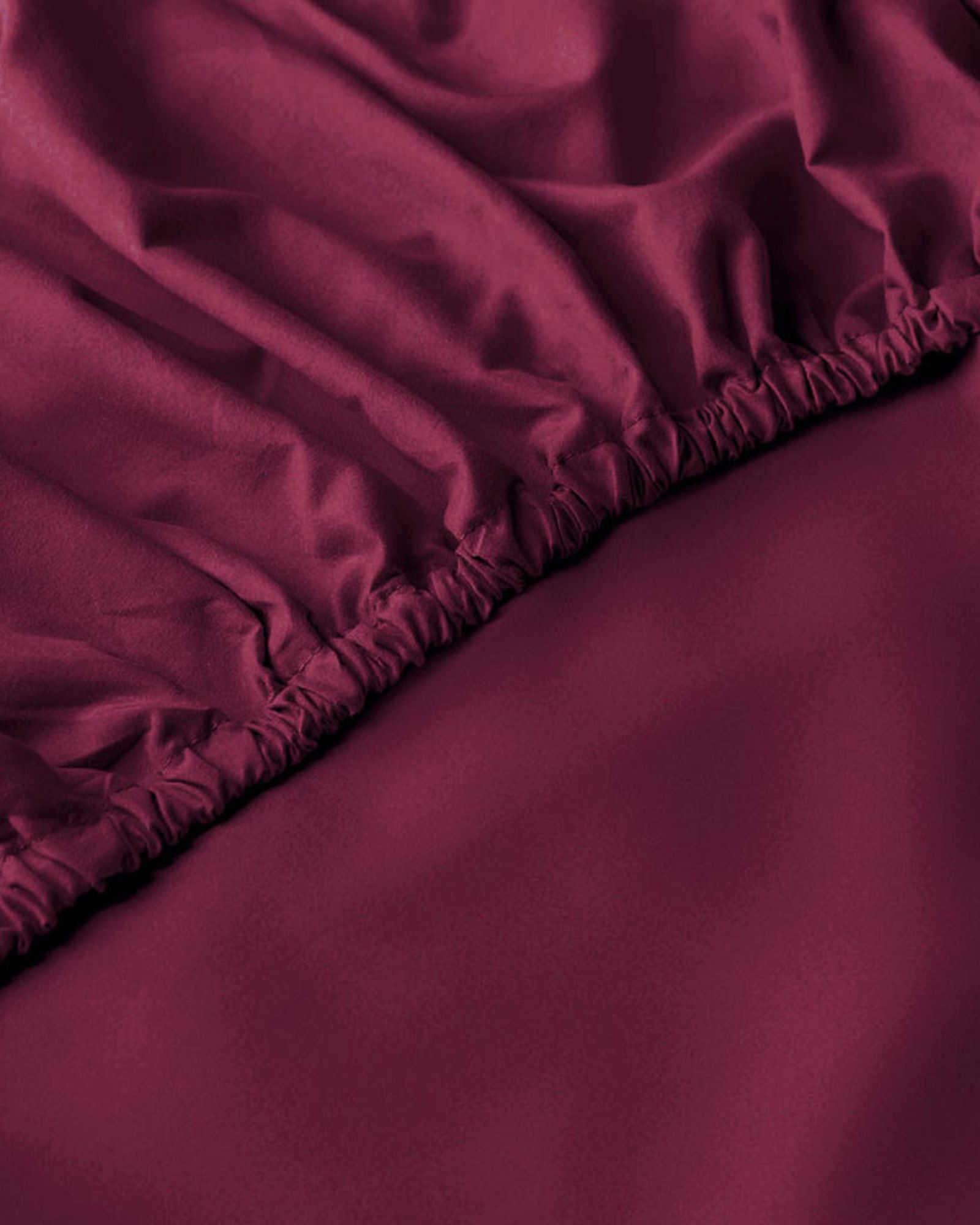 Cotton Home 100% Cotton Satin 300TC 3-piece Fitted Sheet Burgundy