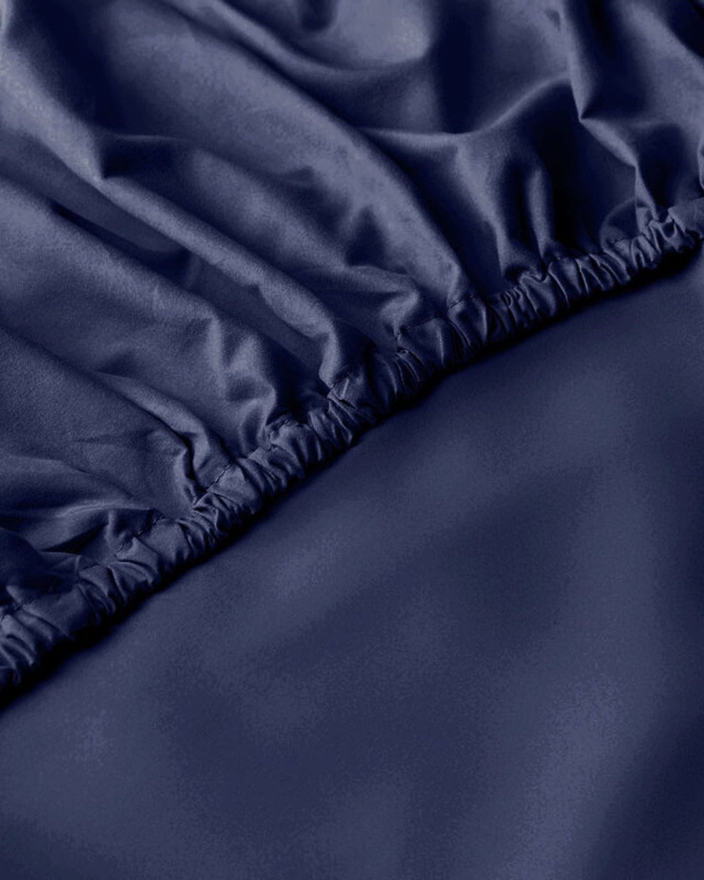 Cotton Home Fitted Sheet Set 3Pc Satin 300TC Navy Blue