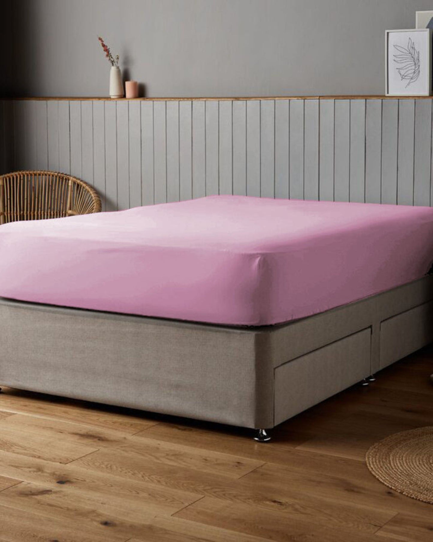 Cotton Home Fitted Sheet Set 3Pc Satin 300TC Baby Pink