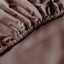 Cotton Home Fitted Sheet Set 3Pc Satin 300TC Chocolate Brown