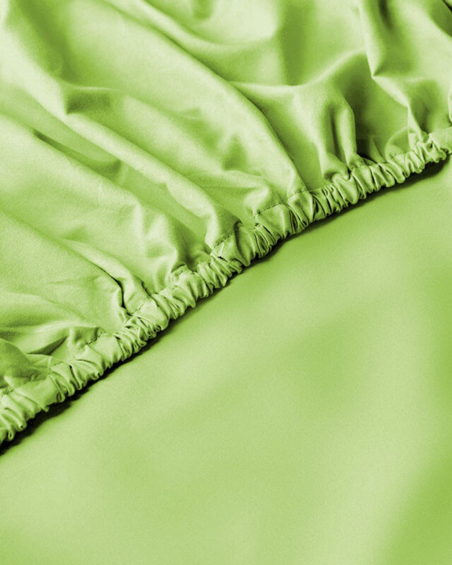 Cotton Home Fitted Sheet Set 3Pc Satin 300TC Green