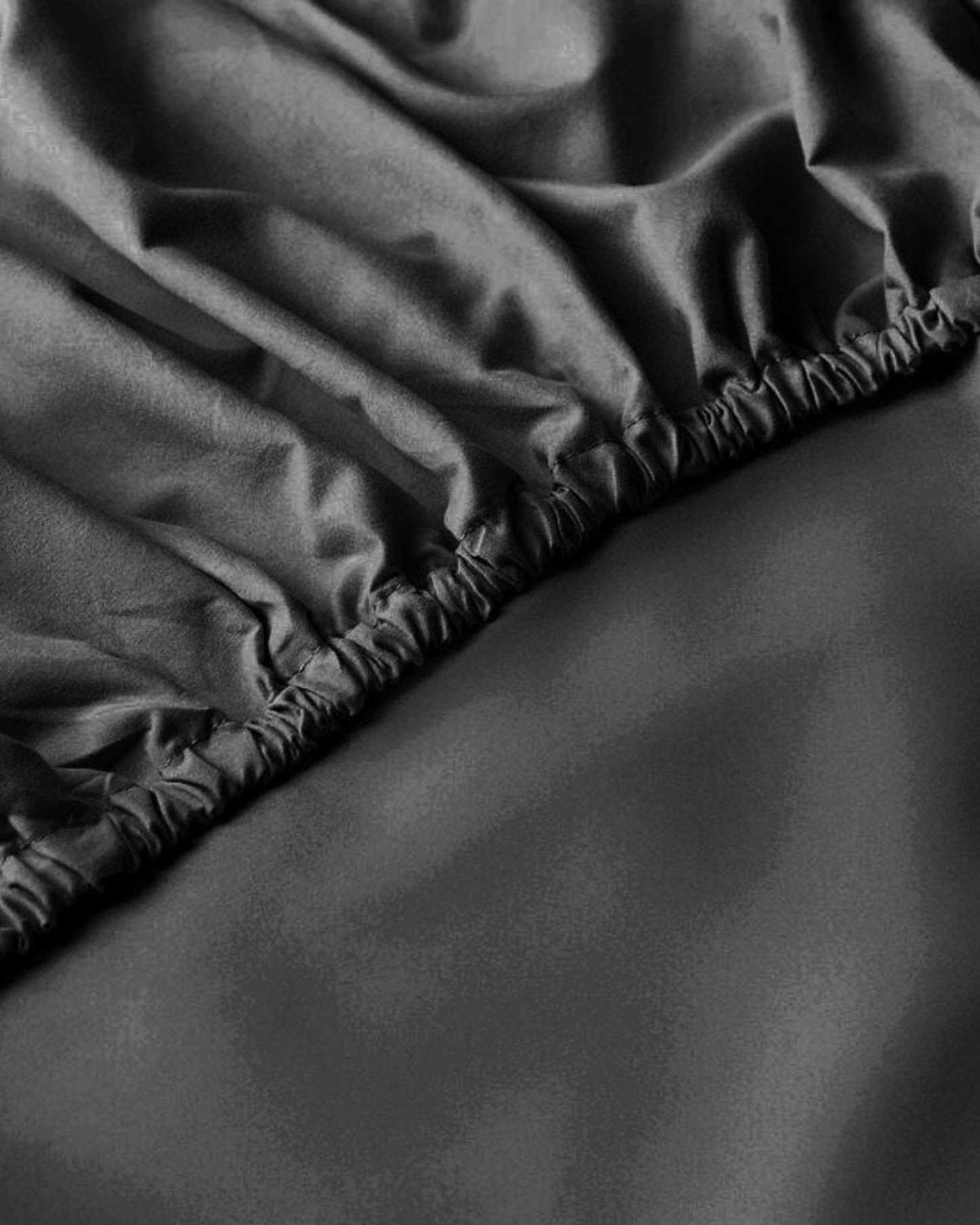 Cotton Home Fitted Sheet Set 3Pc Satin 300TC Black