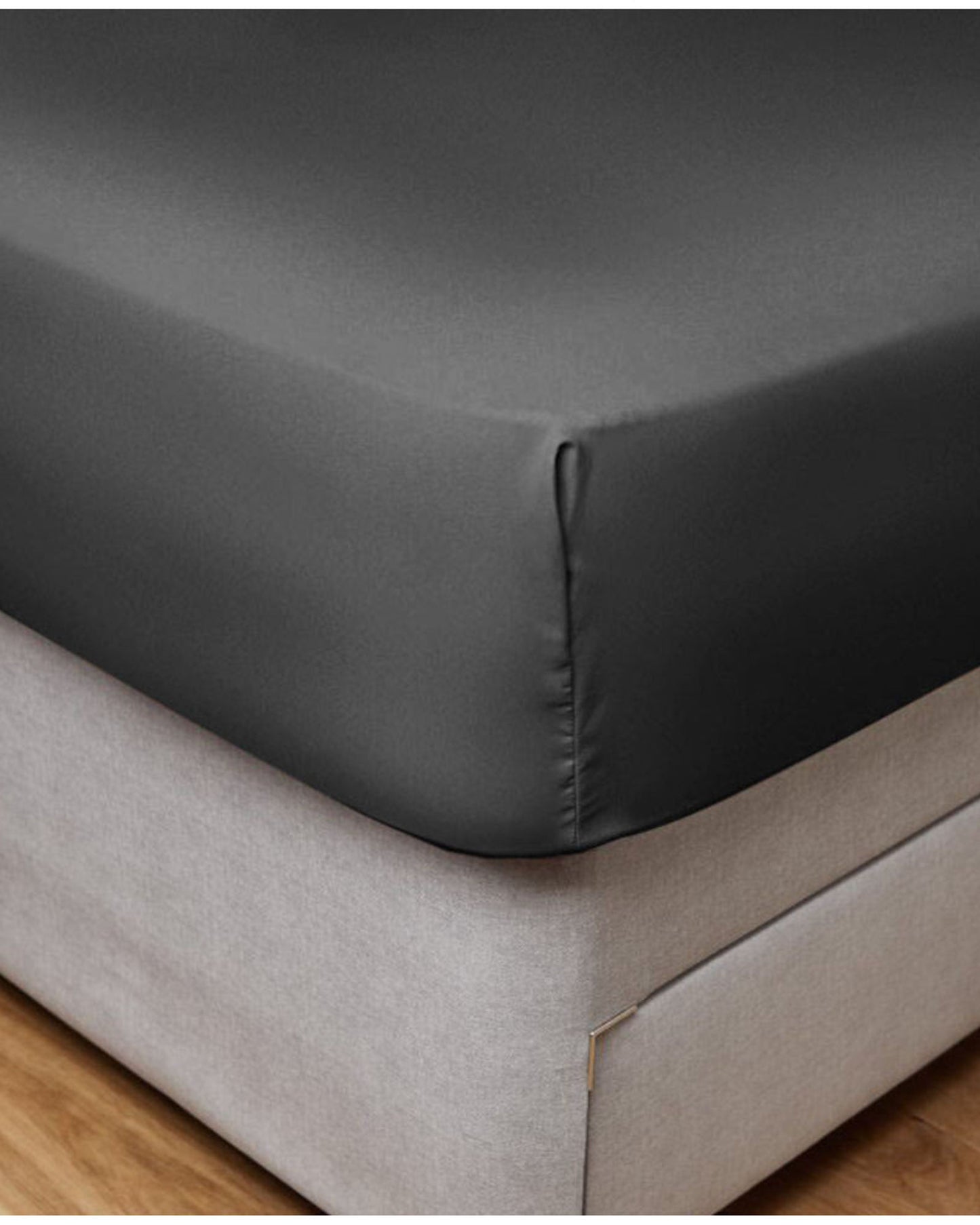 Cotton Home Fitted Sheet Set 3Pc Satin 300TC Black