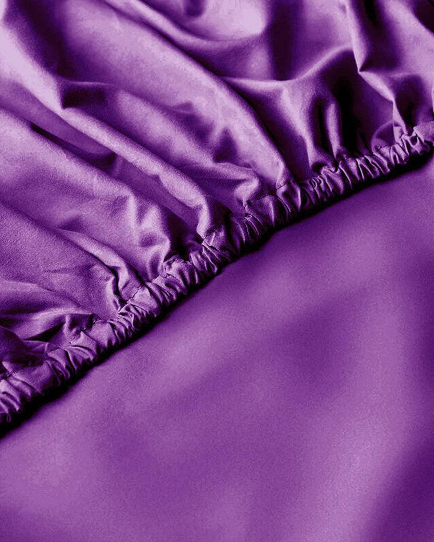 Cotton Home Fitted Sheet Set 3Pc Satin 300TC Dark Purple