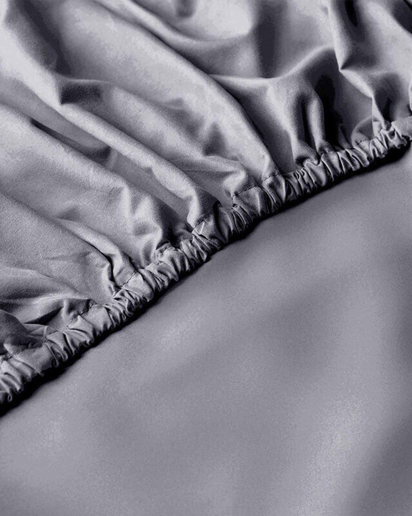 Cotton Home Fitted Sheet Set 3Pc Satin 300TC Silver