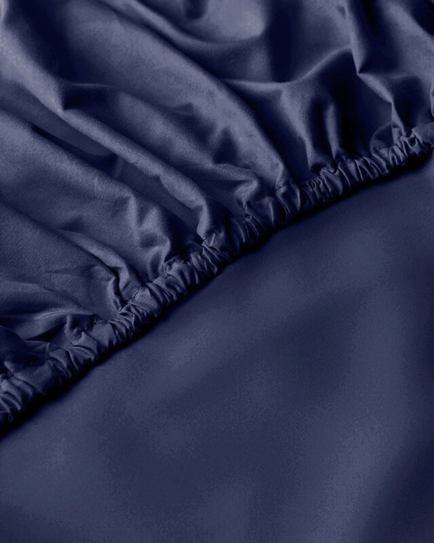 Cotton Home Fitted Sheet Set 3Pc Satin 300TC Navy Blue