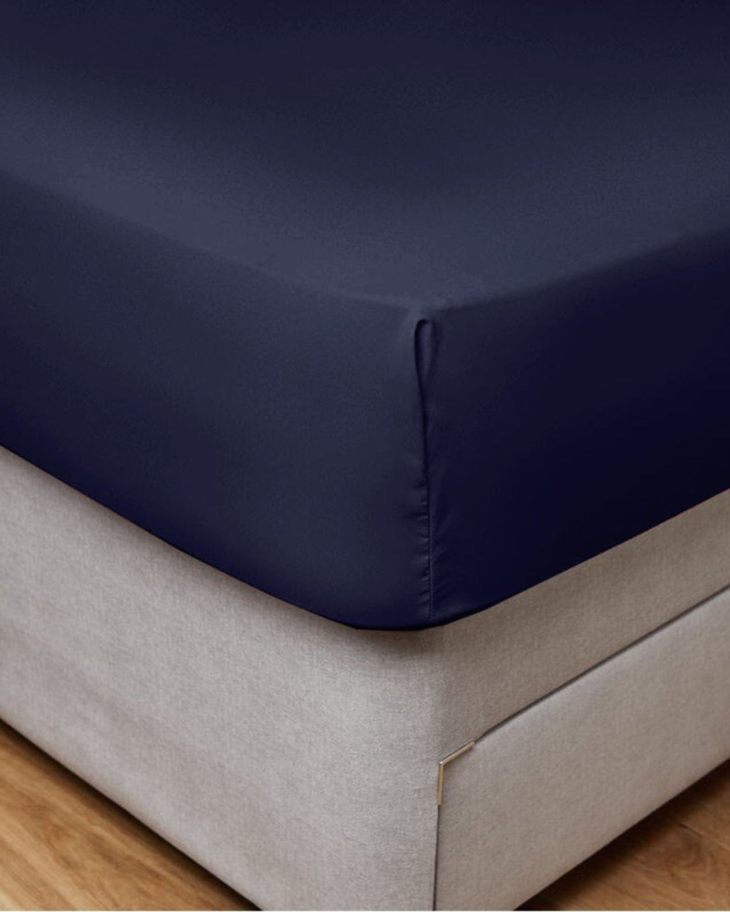 Cotton Home Fitted Sheet Set 3Pc Satin 300TC Navy Blue