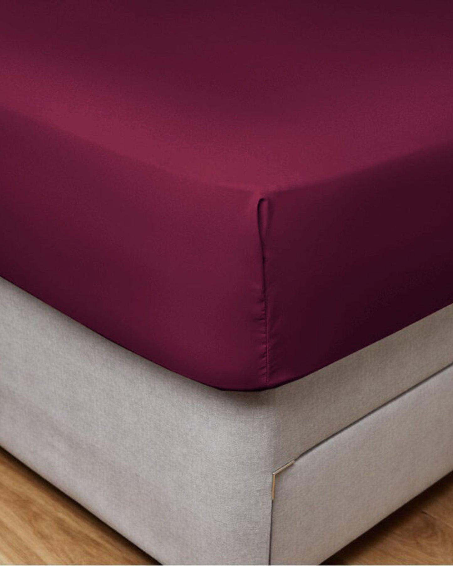 Cotton Home Fitted Sheet Set 3Pc Satin 300TC Burgundy