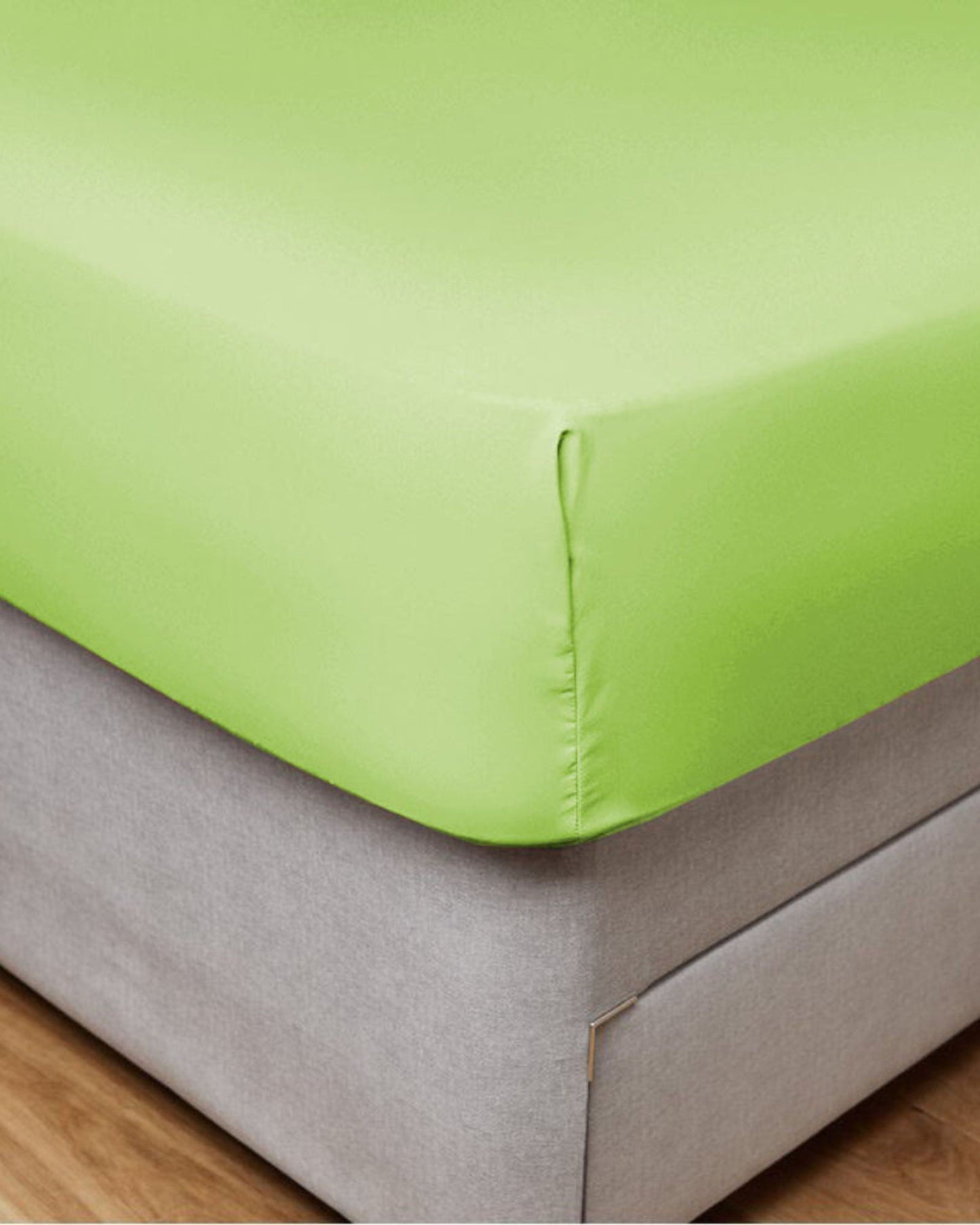 Cotton Home Fitted Sheet Set 3Pc Satin 300TC Green