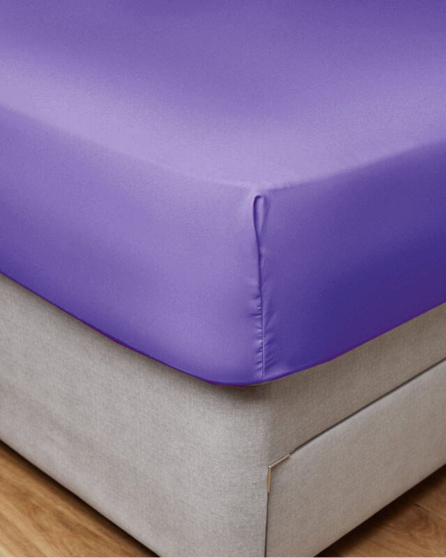 Cotton Home Fitted Sheet Set 3Pc Satin 300TC Purple