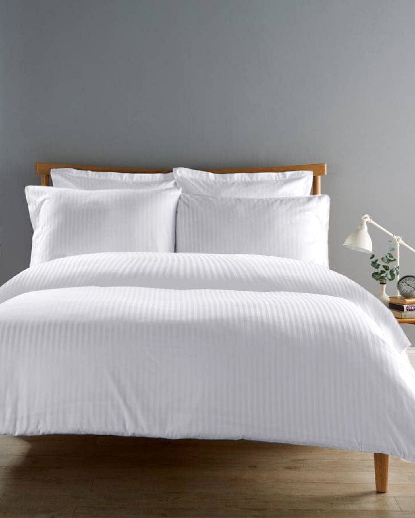 Cotton Home Duvet Cover Set 6Pc Stripe White