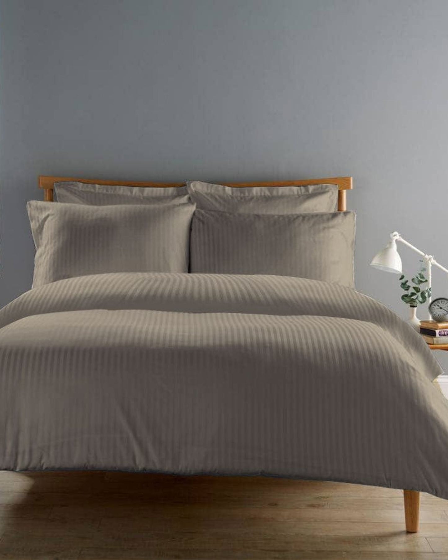 Cotton Home Duvet Cover Set 6Pc Stripe Grey