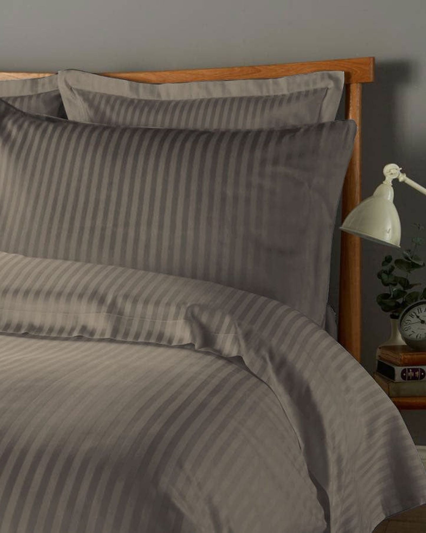 Cotton Home Duvet Cover Set 6Pc Stripe Grey