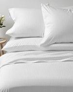 Cotton Home Duvet Cover Set 6Pc Stripe White