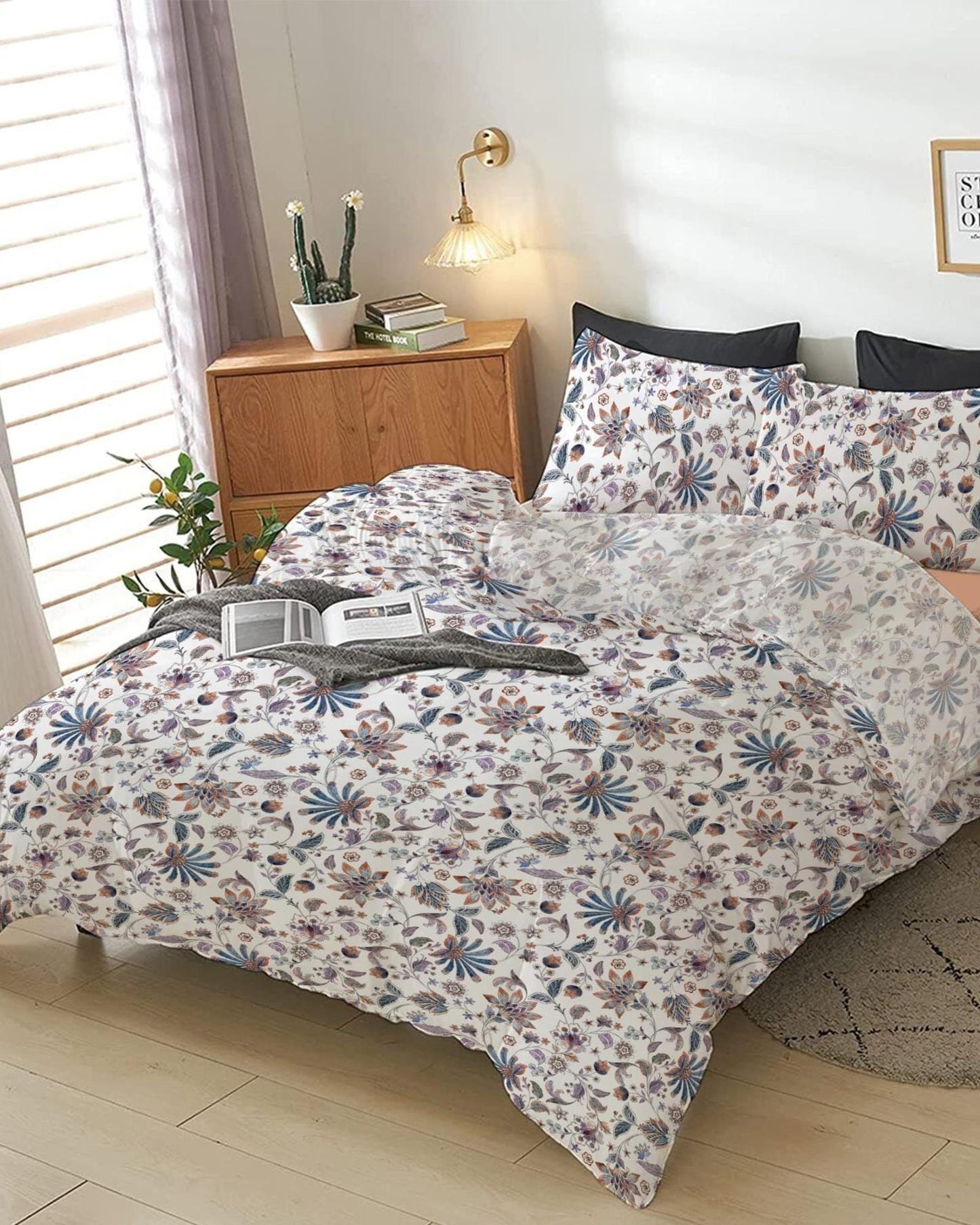Cotton Home Comforter Set 4Pc Botanical Print