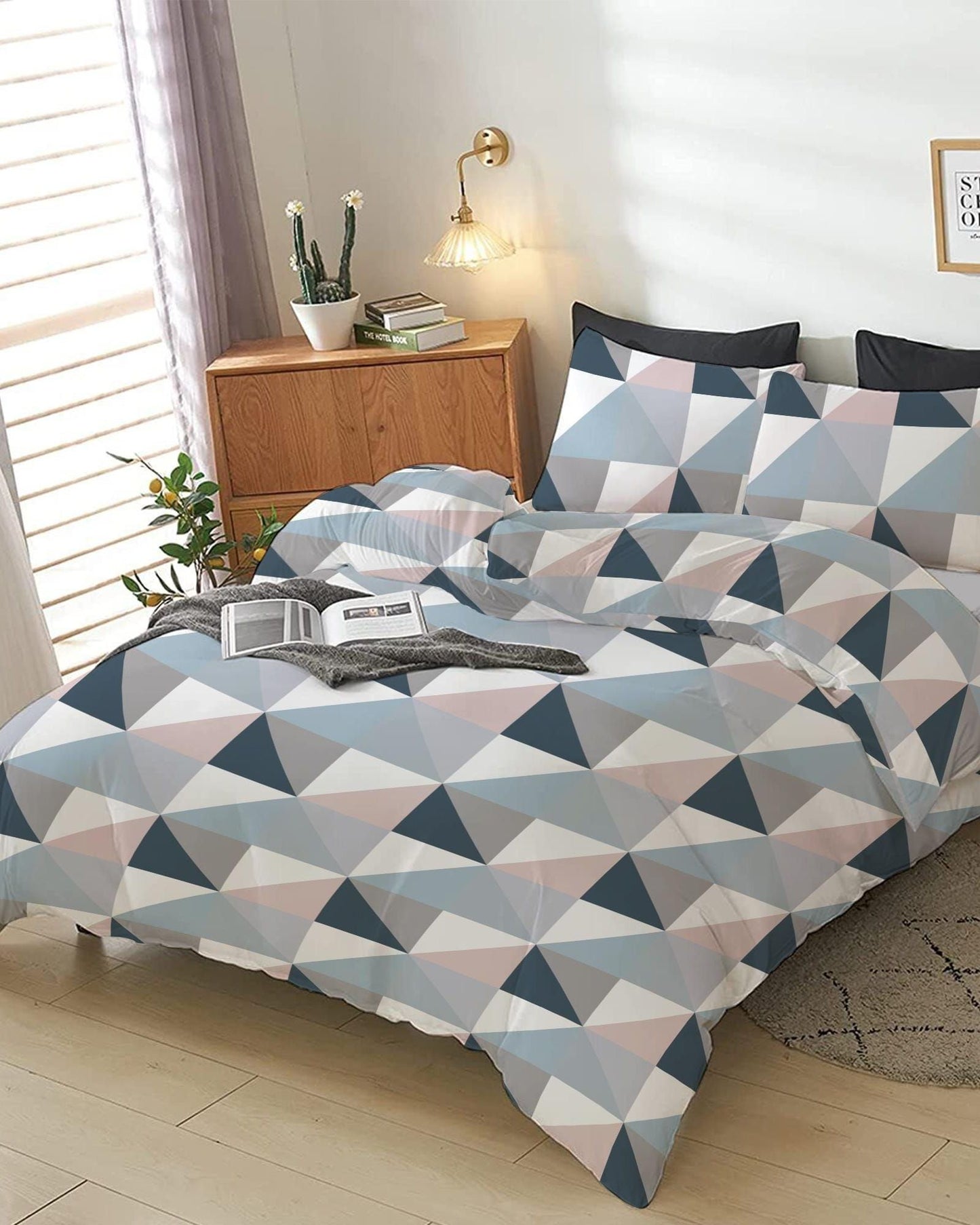 Cotton Home Comforter Set 4Pc Geometric Symmetry