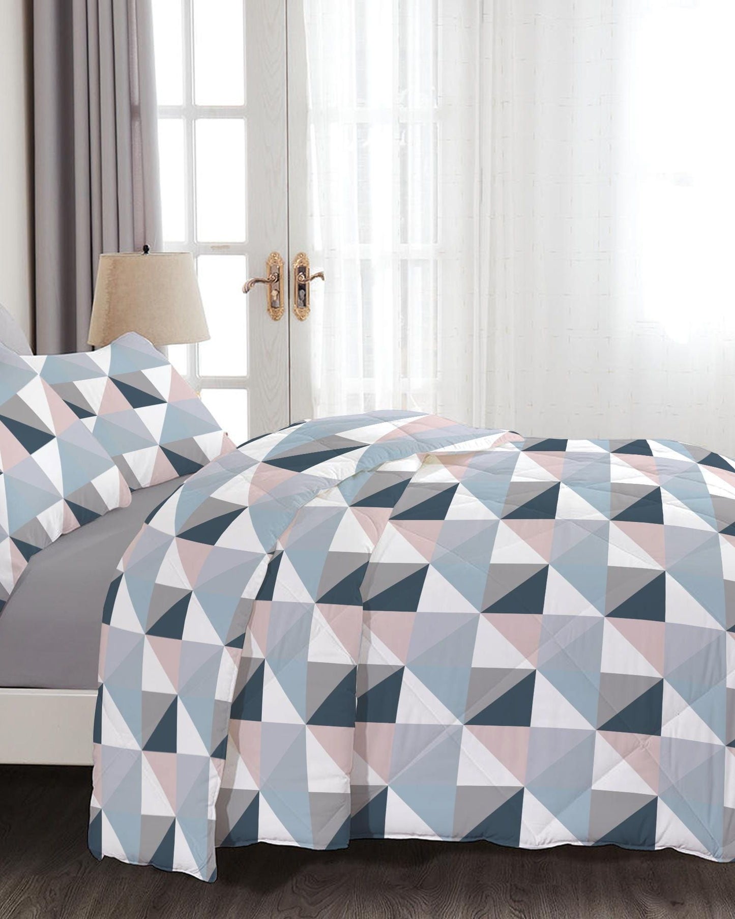Cotton Home Comforter Set 4Pc Geometric Symmetry