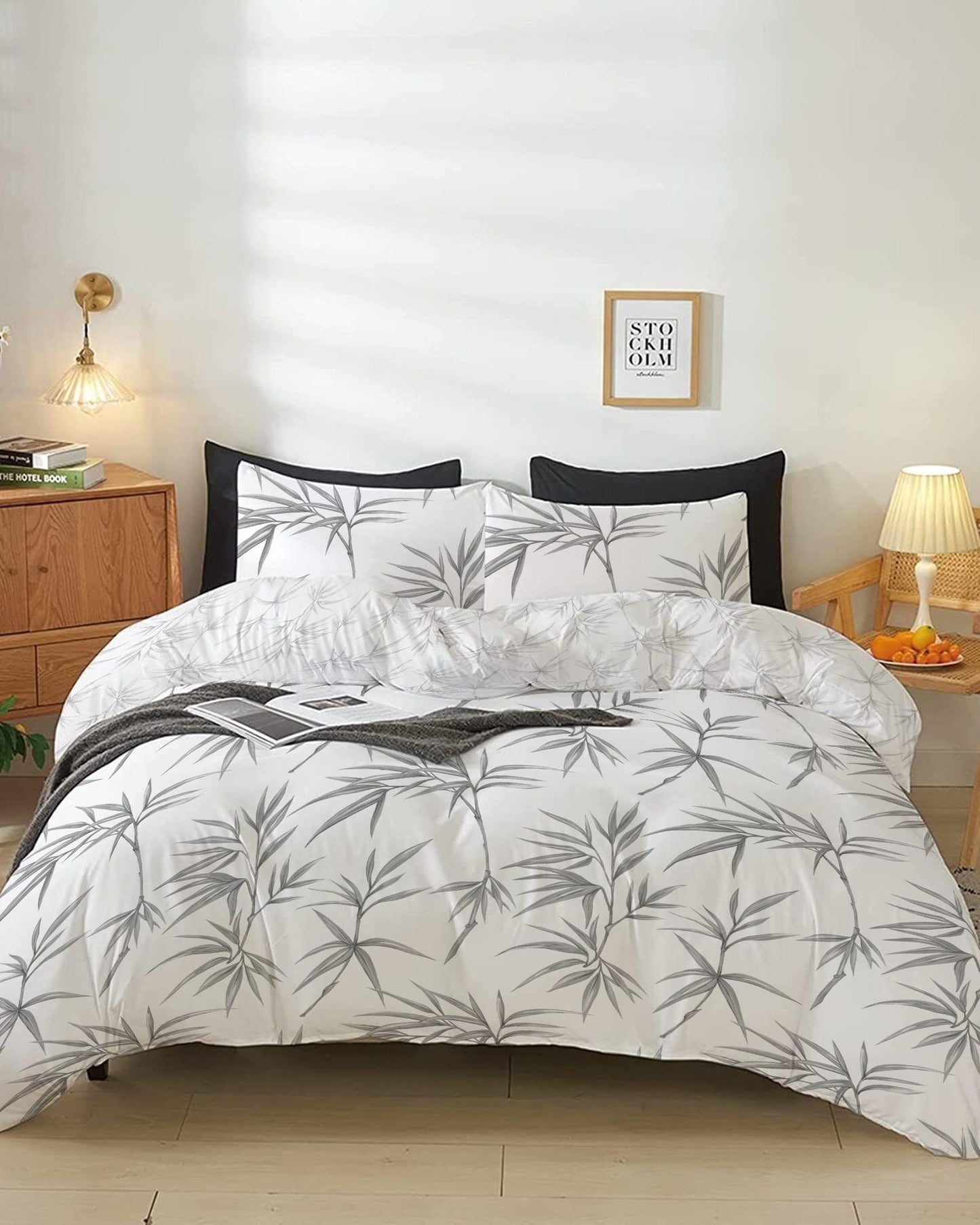 Cotton Home Comforter Set 4Pc Mono Tone Stems