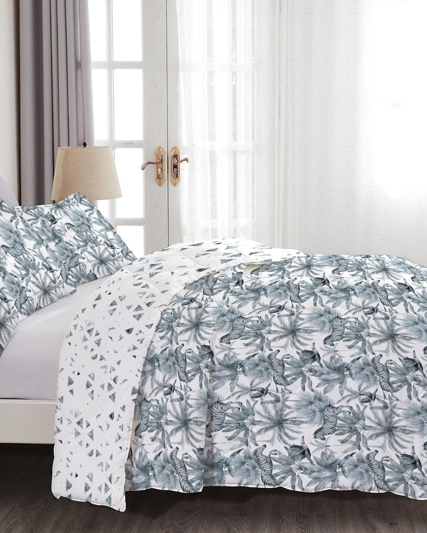 Cotton Home Comforter Set 4Pc Zebra Print