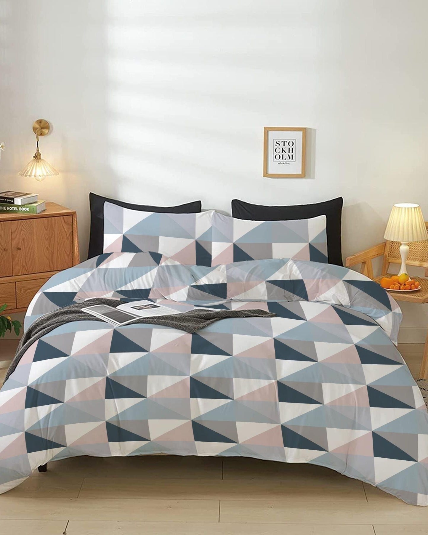 Cotton Home Comforter Set 4Pc Geometric Symmetry