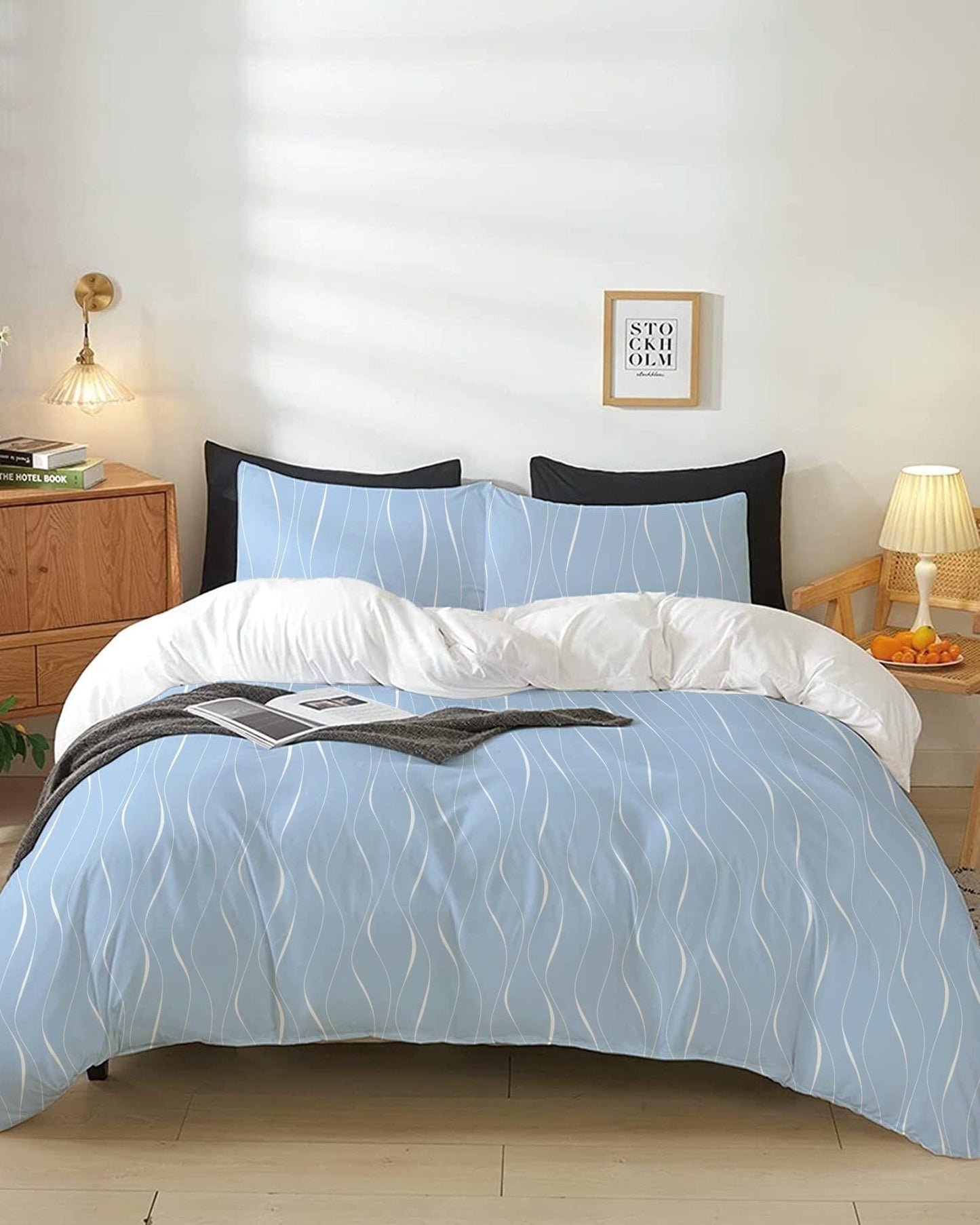 Cotton Home Comforter Set 4Pc Pastel Blue