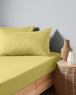 Cotton Home Fitted Sheet 1Pc Jersey Yellow