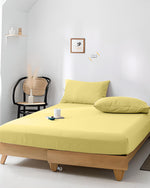 Cotton Home Fitted Sheet 1Pc Jersey Yellow
