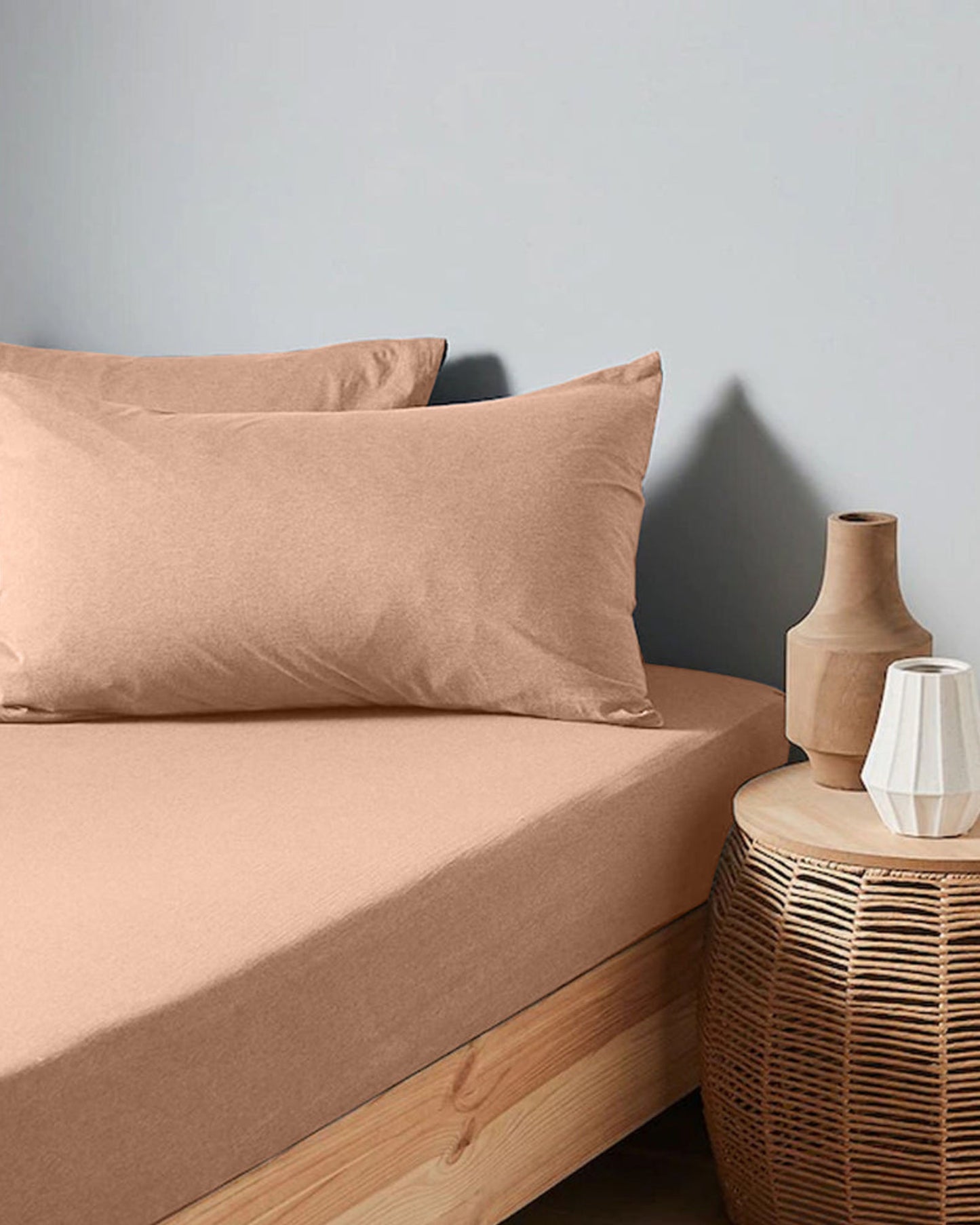 Cotton Home Fitted Sheet 1Pc Jersey Beige