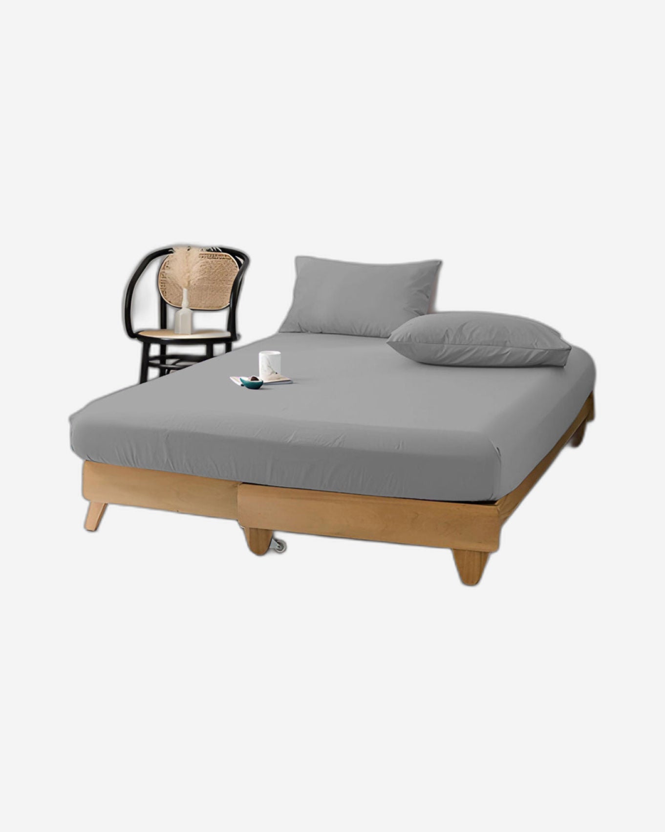 Cotton Home Fitted Sheet 1Pc Jersey Grey