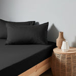 Cotton Home Fitted Sheet 1Pc Jersey Black