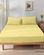 Cotton Home Fitted Sheet 1Pc Jersey Yellow