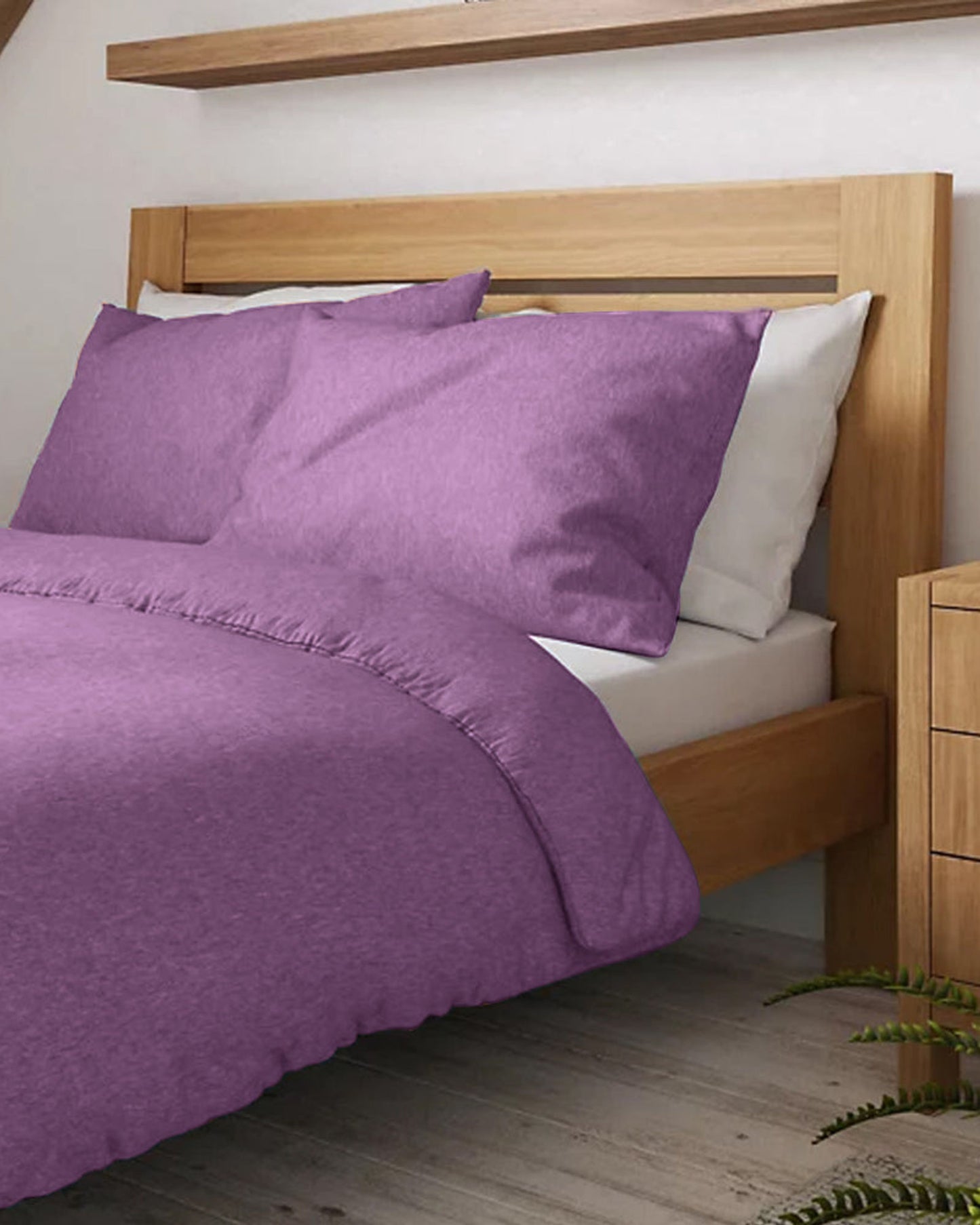 Cotton Home Jersey 3-piece Duvet Cover Set Purple