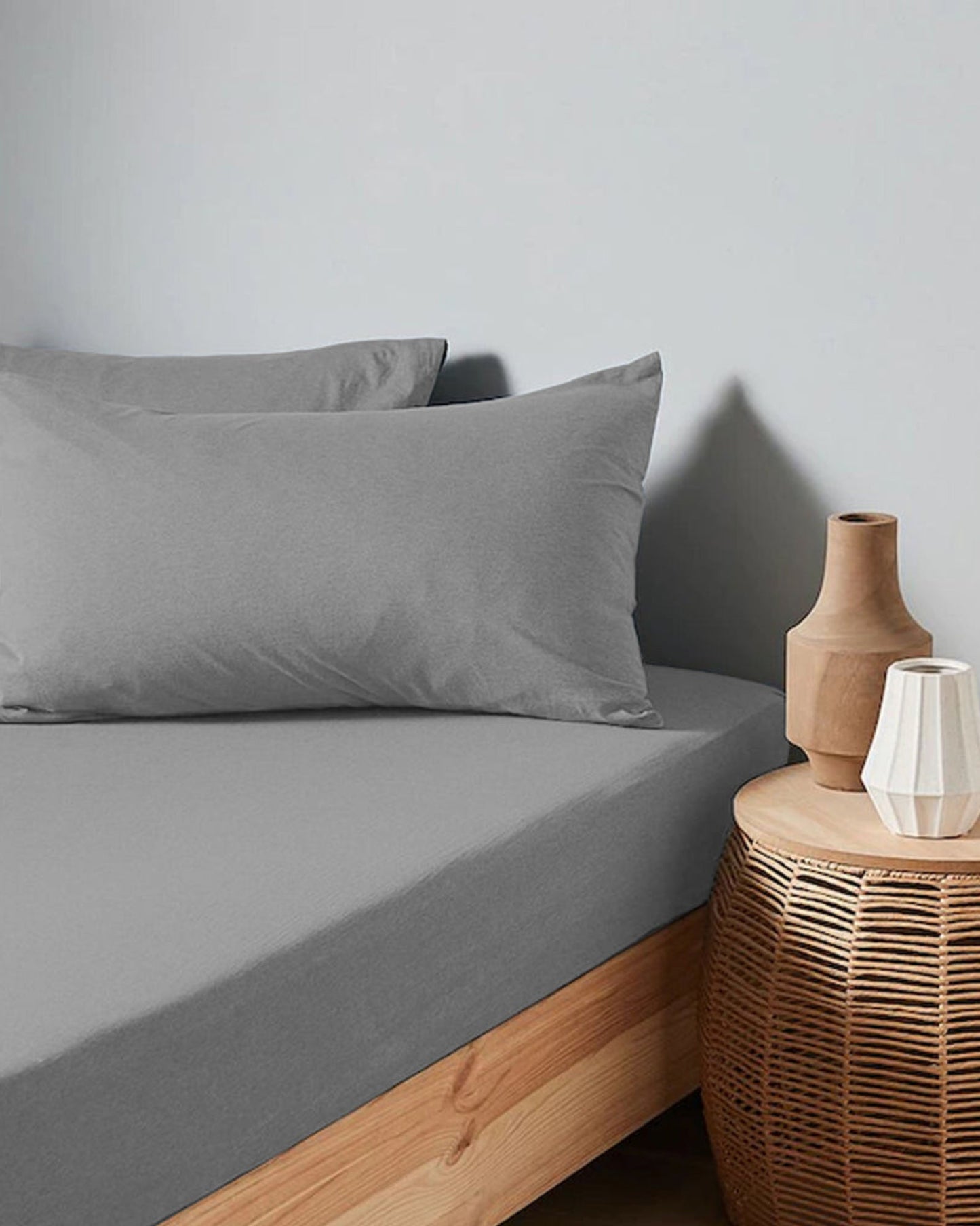 Cotton Home Jersey 3-piece Duvet Cover Set Grey