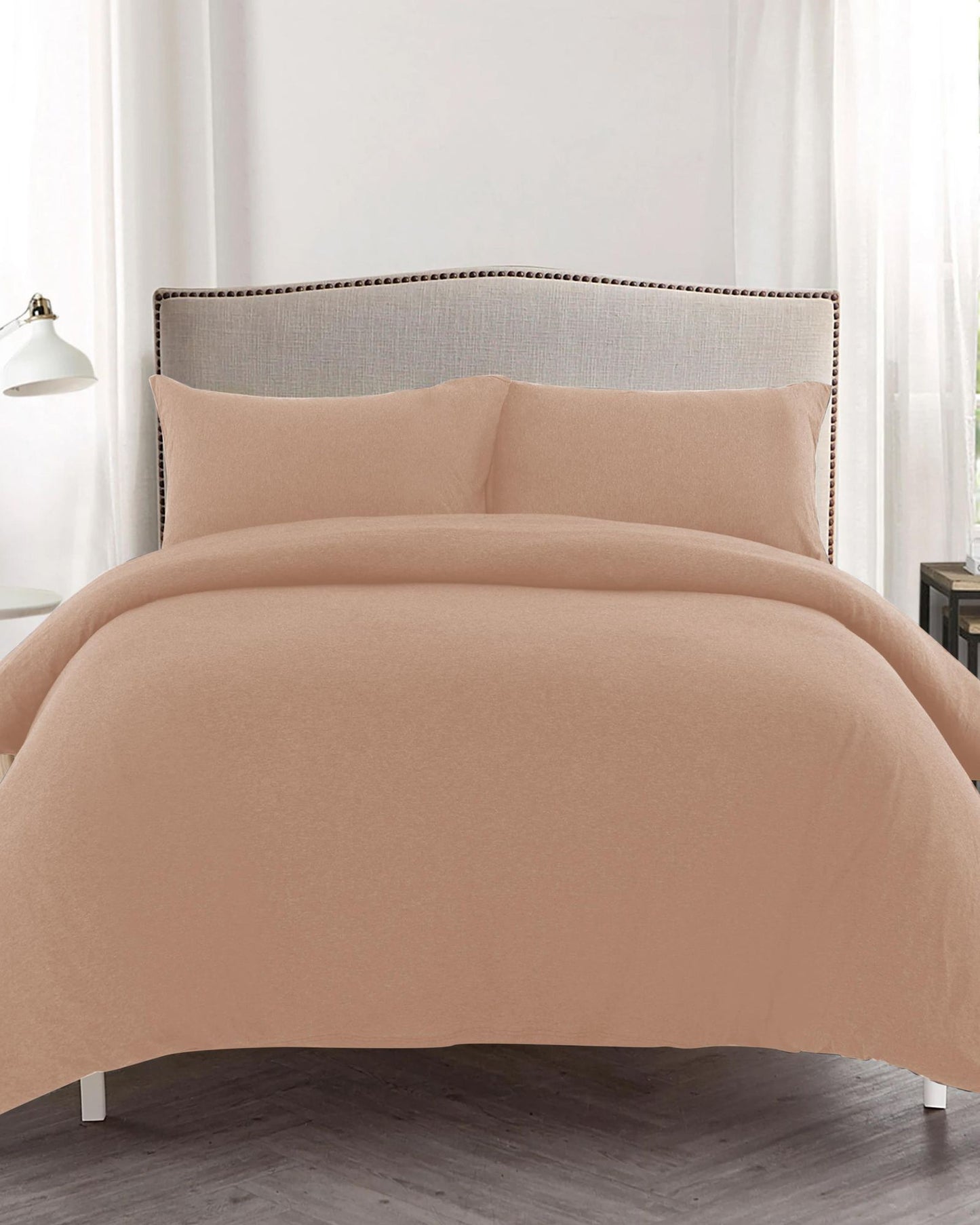 Cotton Home Jersey 3-piece Duvet Cover Set Beige