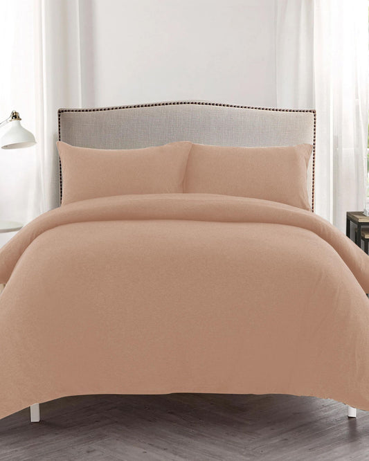 Cotton Home Jersey 3-piece Duvet Cover Set Beige