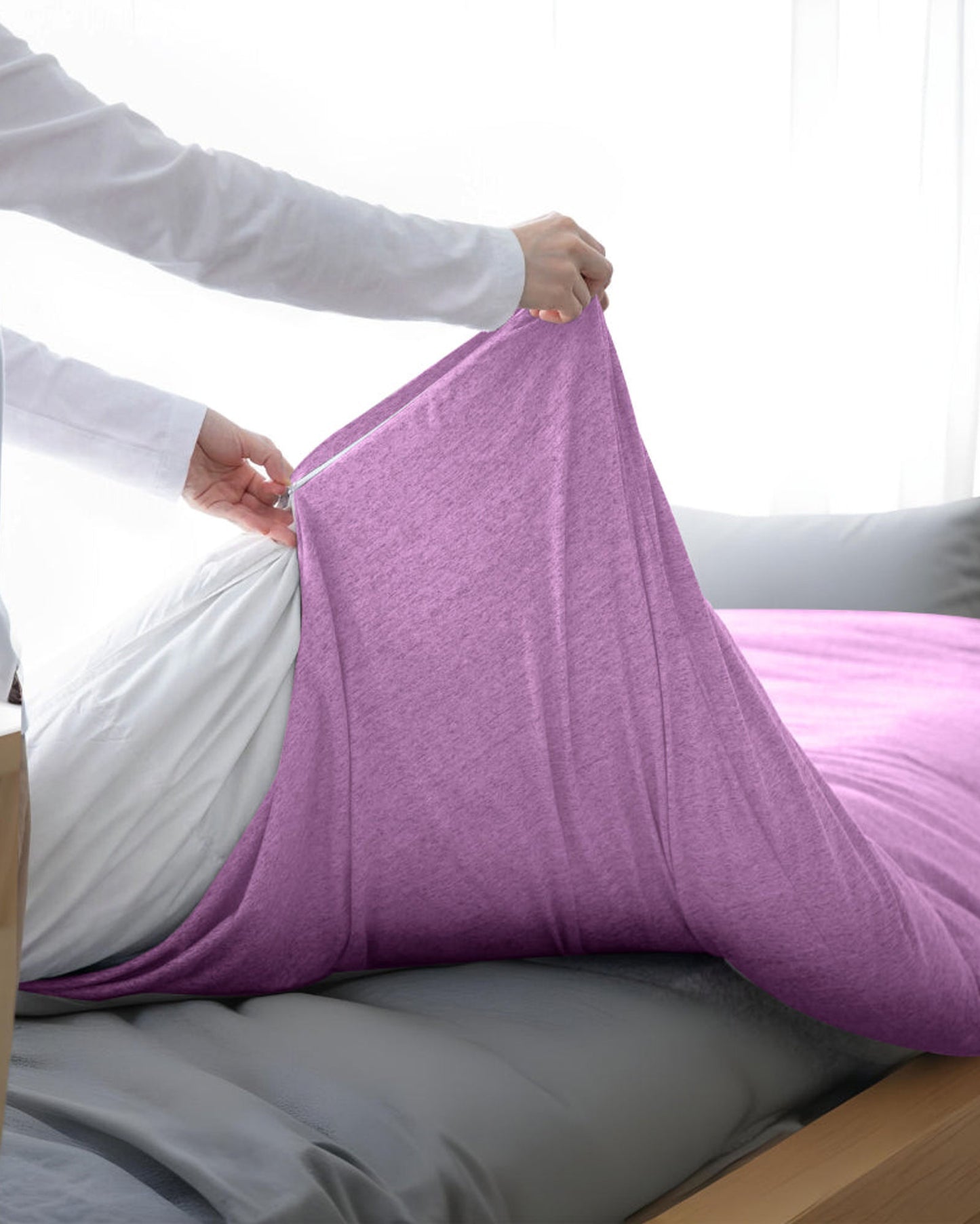 Cotton Home Jersey 3-piece Duvet Cover Set Purple