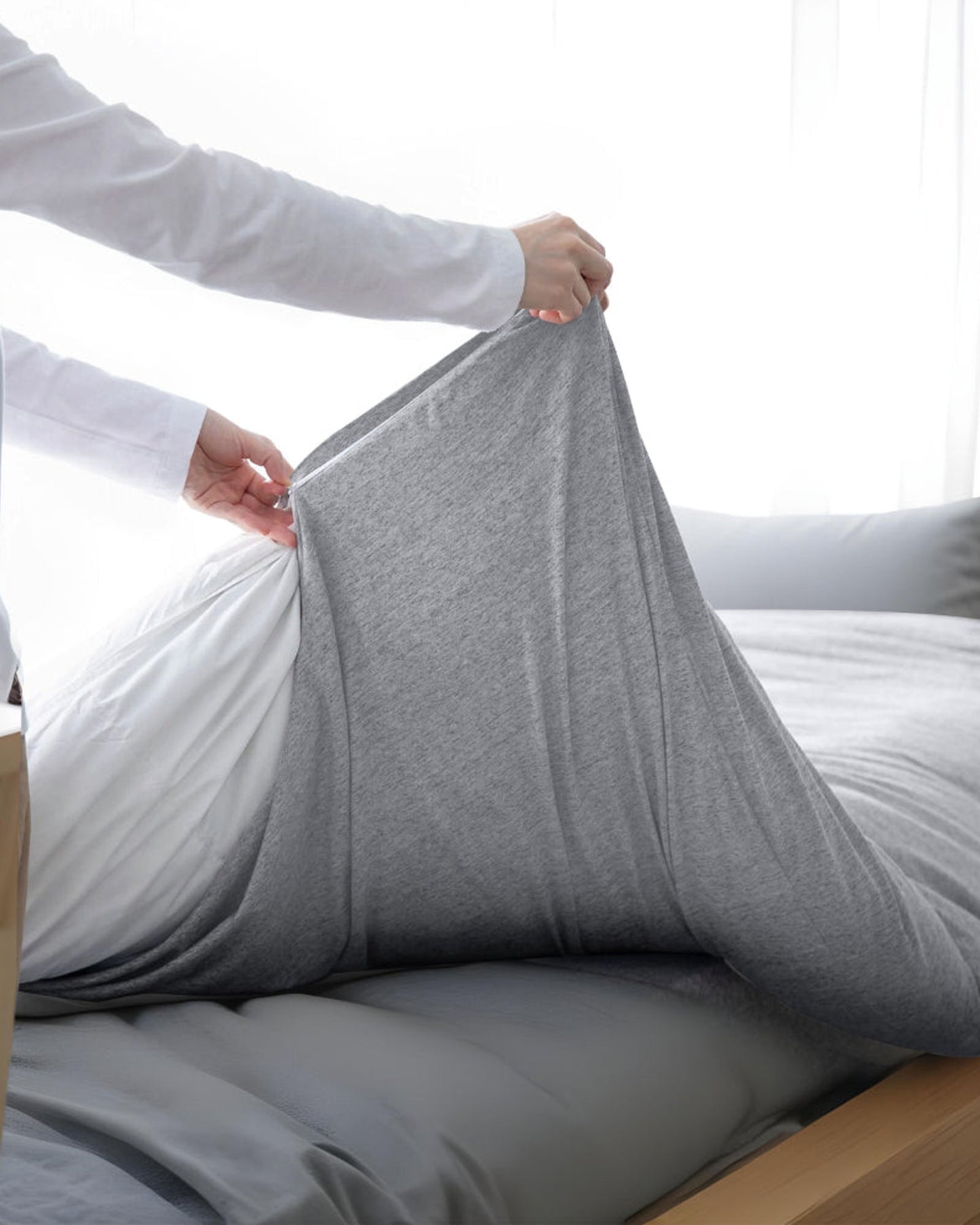 Cotton Home Jersey 3-piece Duvet Cover Set Grey