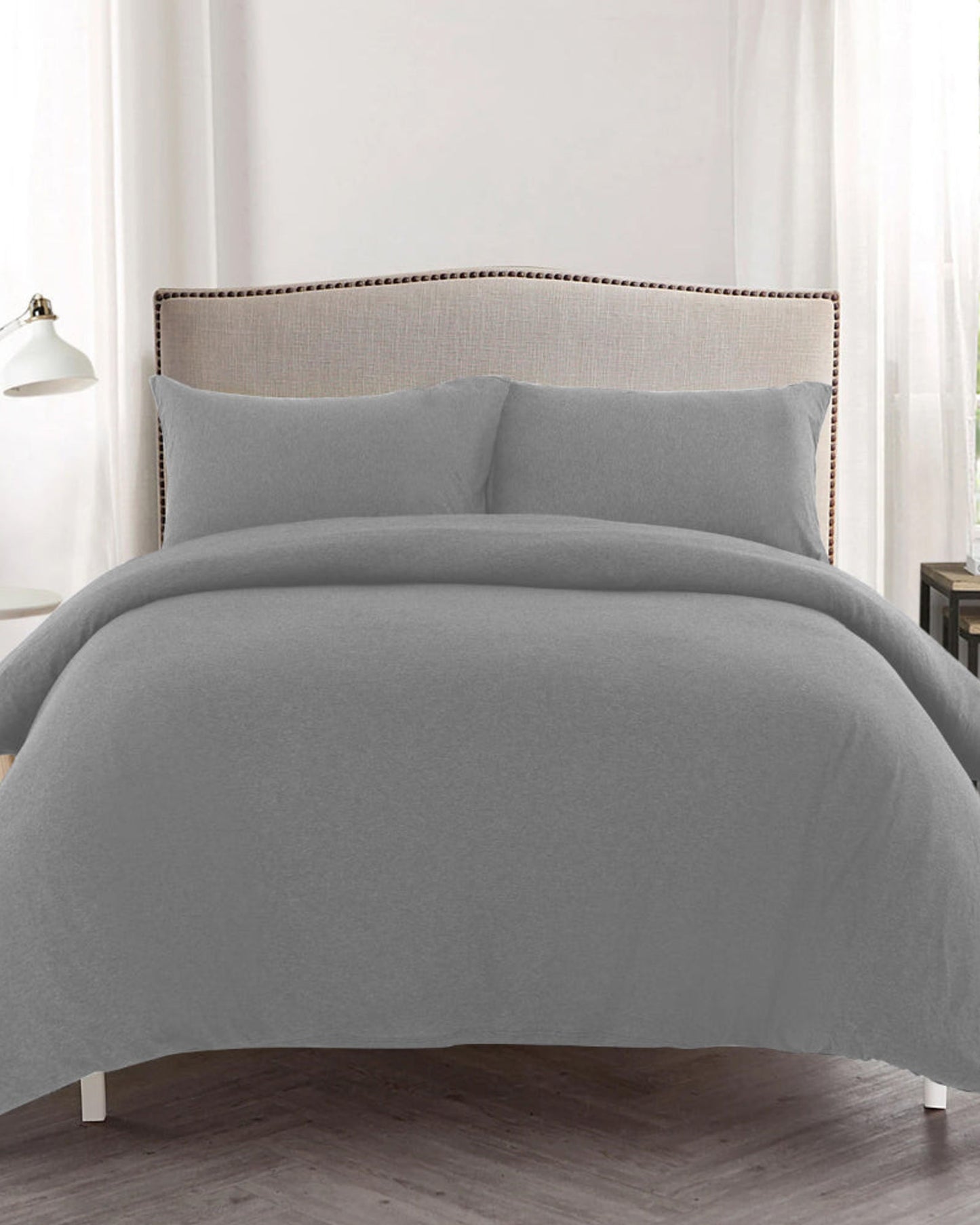 Cotton Home Jersey 3-piece Duvet Cover Set Grey