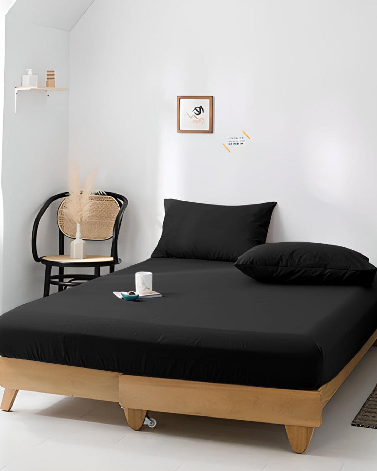 Cotton Home Jersey 3-piece Duvet Cover Set Black