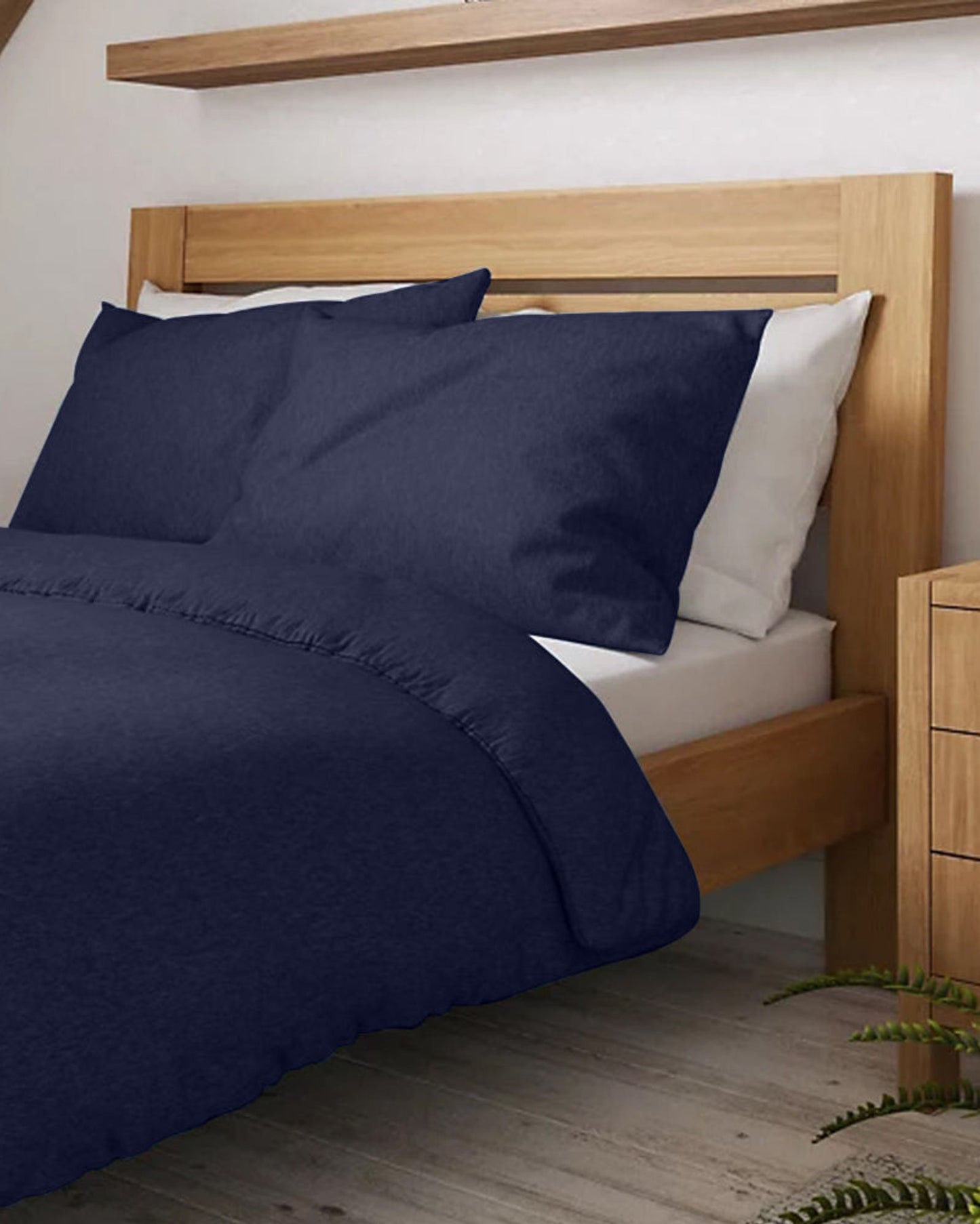 Cotton Home Jersey 3-piece Duvet Cover Set Navy Blue