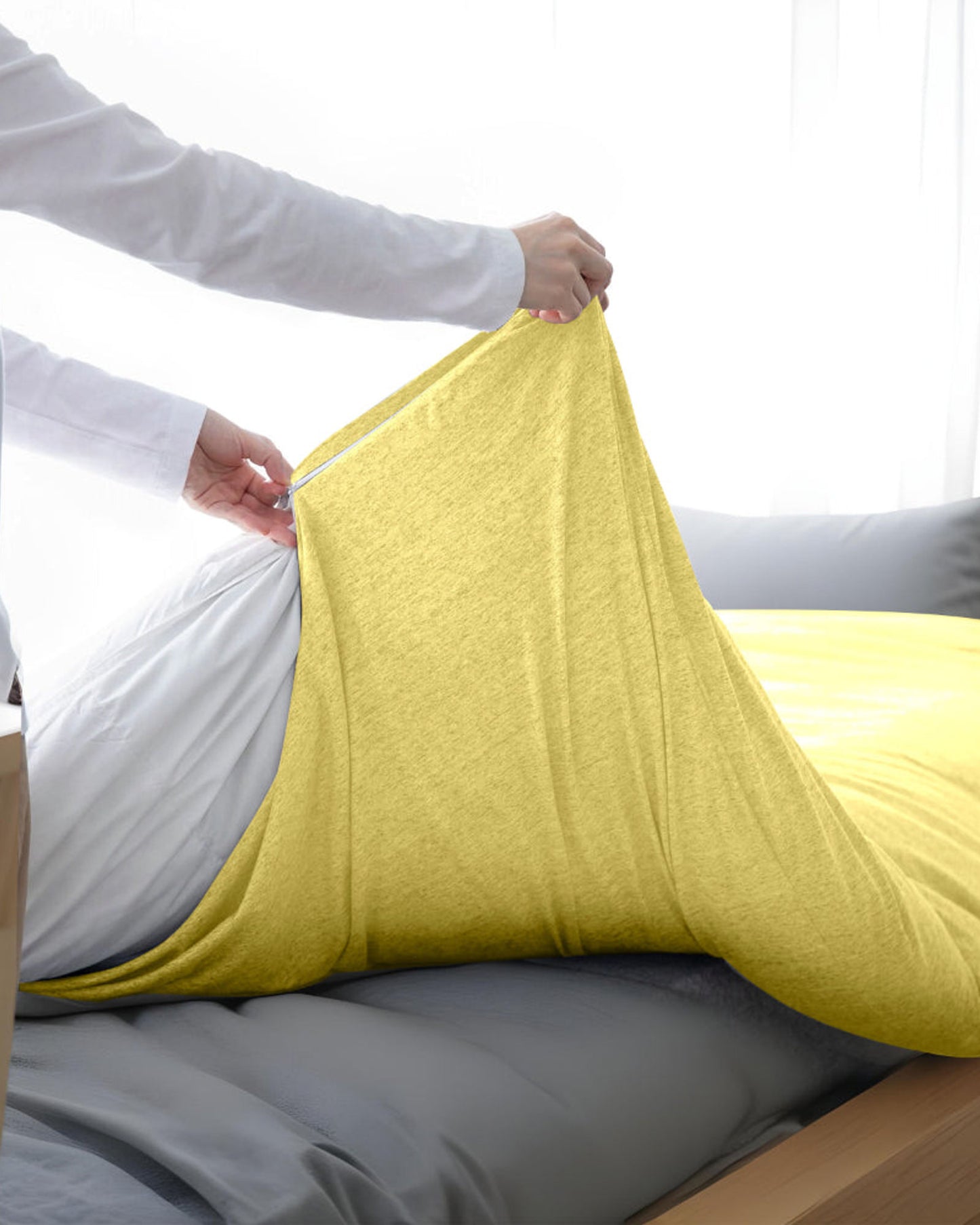 Cotton Home Jersey 3-piece Duvet Cover Set Yellow