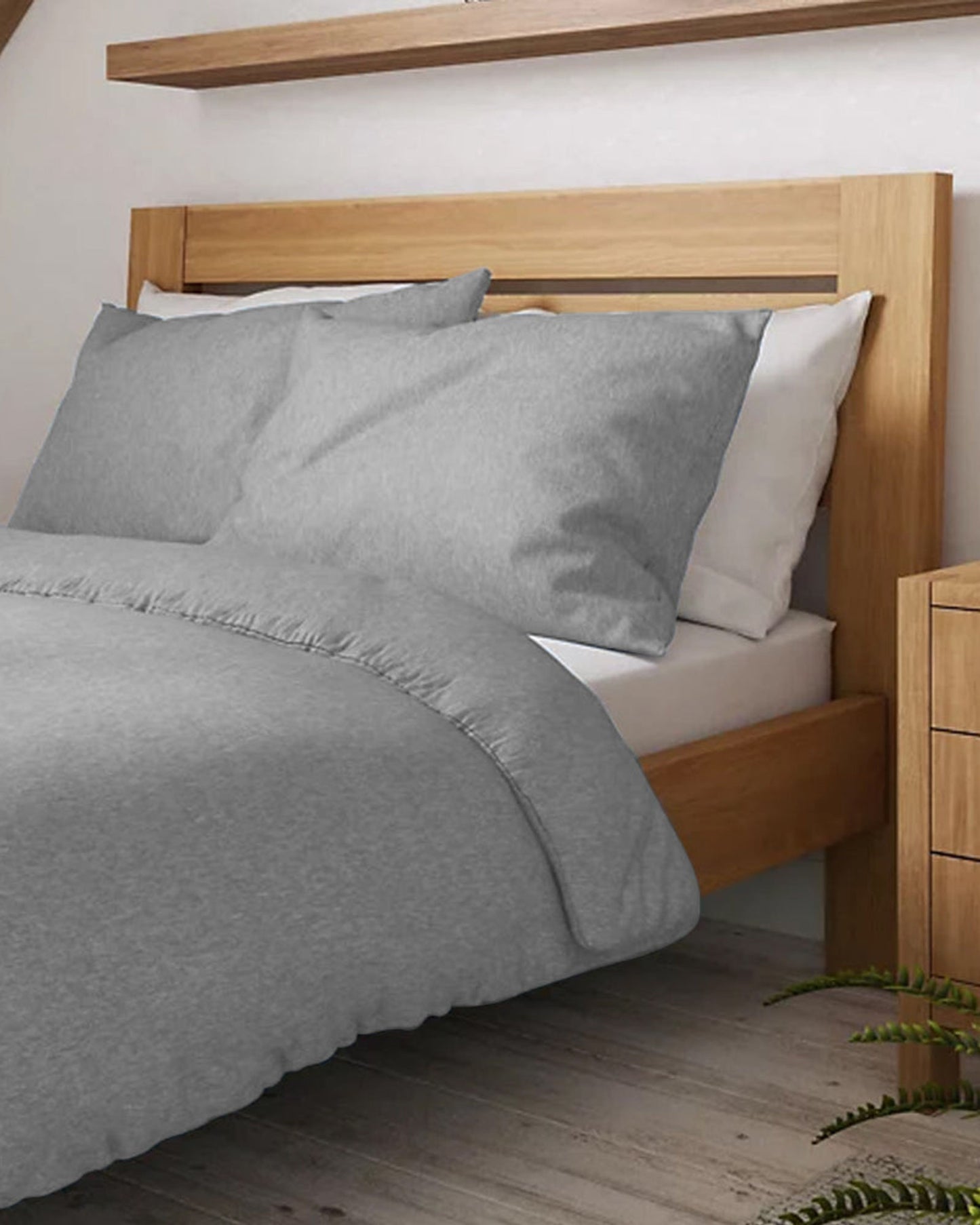 Cotton Home Jersey 3-piece Duvet Cover Set Grey