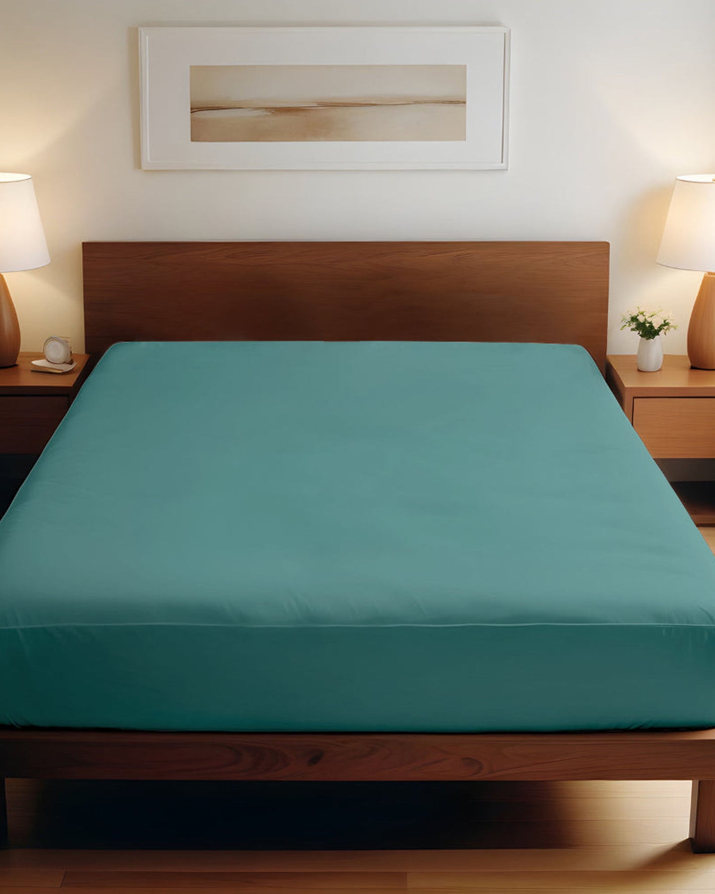Cotton Home Fitted Sheet 1Pc Super Soft Teal