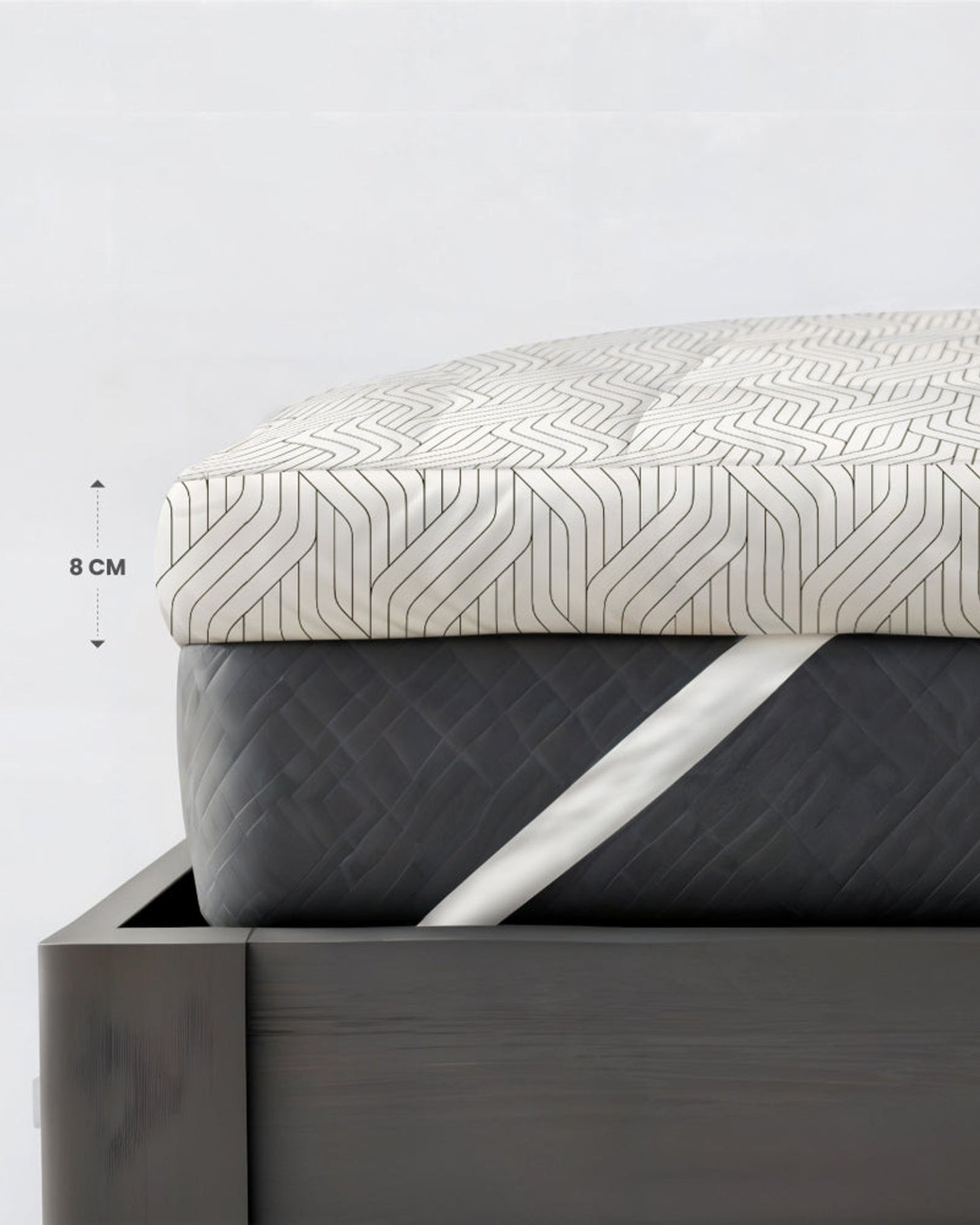 Cotton Home Mattress Topper Set 3Pc Off-White/Black Geometric