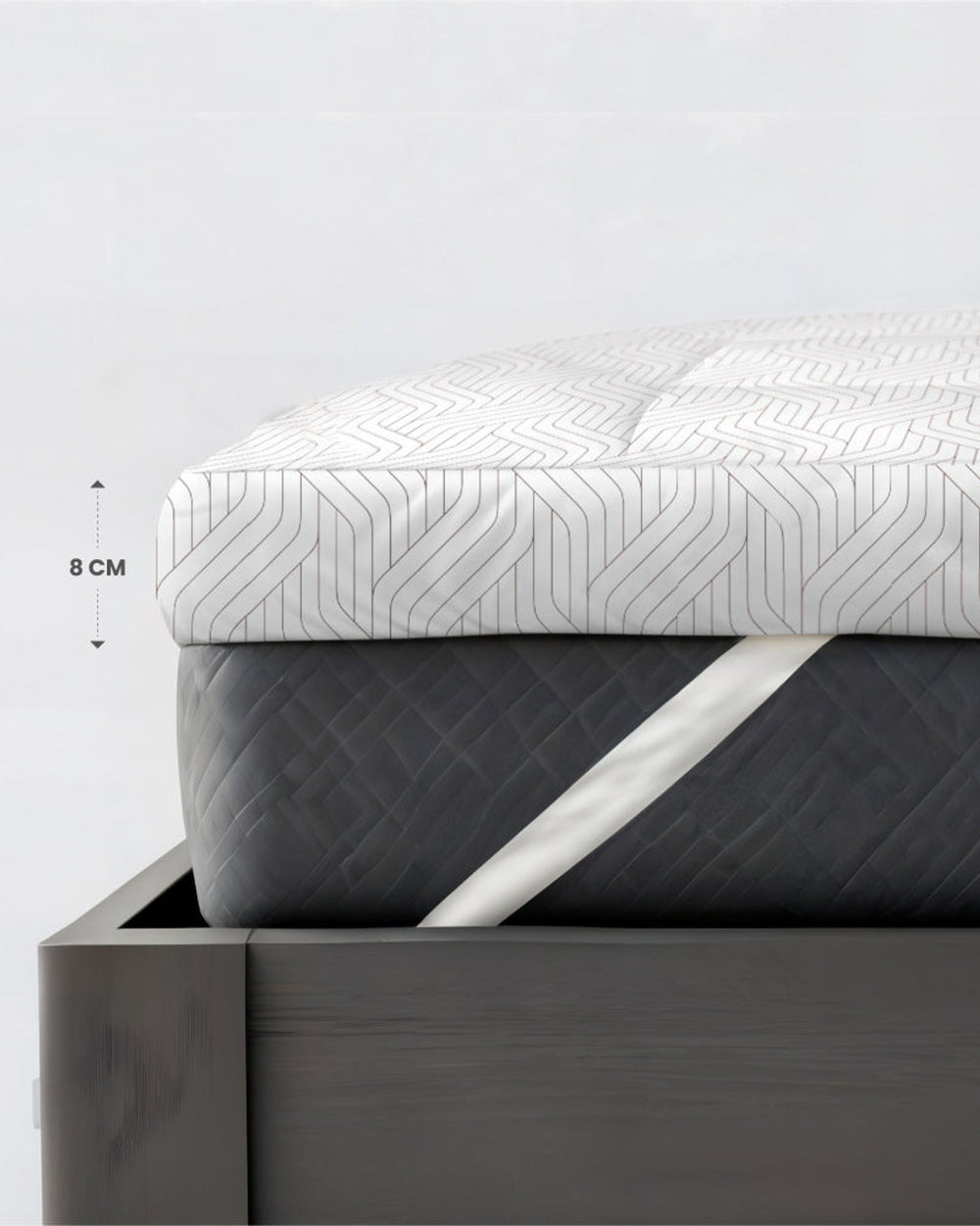 Cotton Home Mattress Topper Set 3Pc White/Grey Geometric