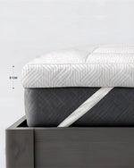 Cotton Home Mattress Topper Set 3Pc White/Grey Geometric