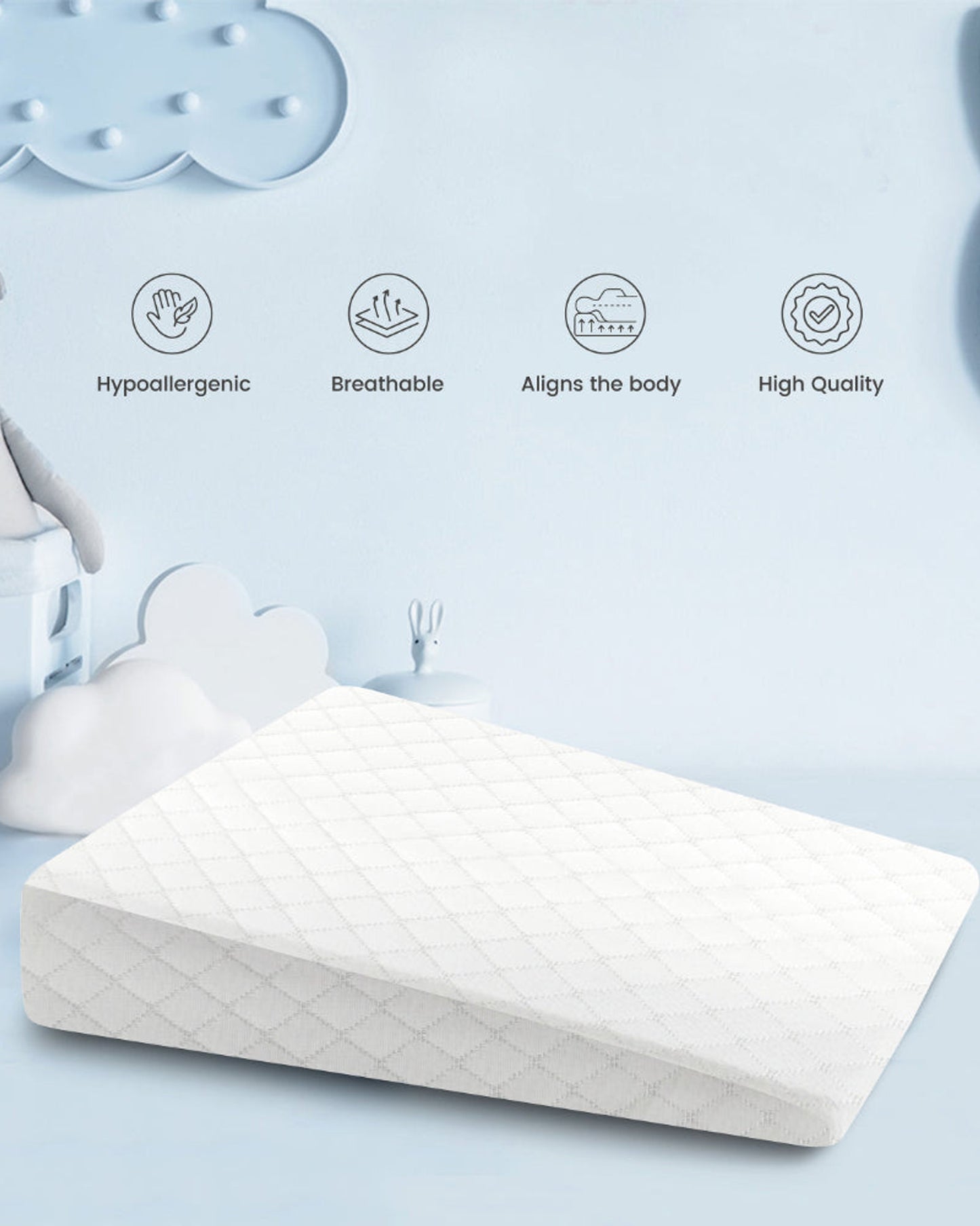 Cotton Home Pillow Smooth Wedge White