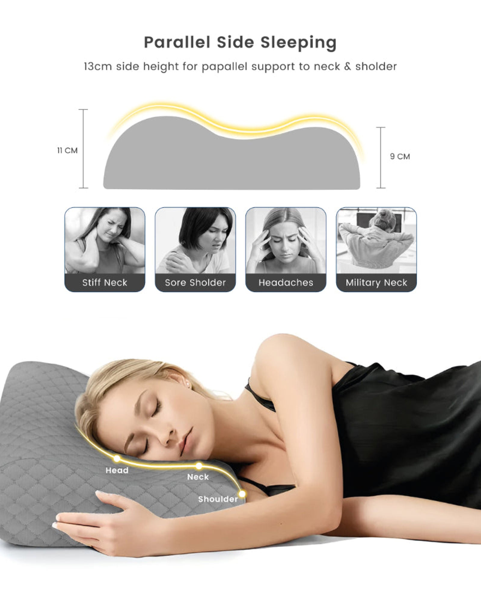 Cotton Home Classic Breatheasy Memory Foam Pillow Anti-stress Fabric Grey